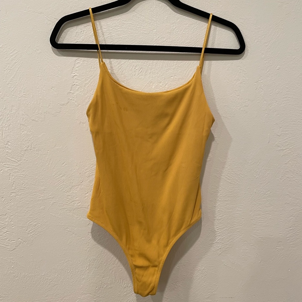 Zara Yellow Ribbed One Piece Size M